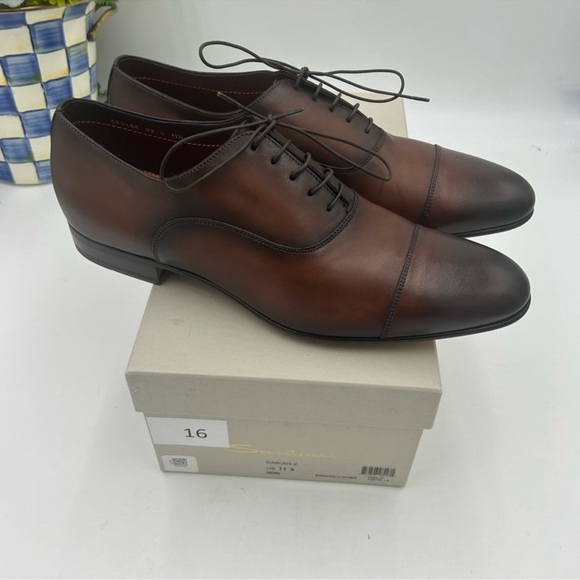Men’s Santoni cap toe leather Oxford size 11.5 made in Italy main image 4